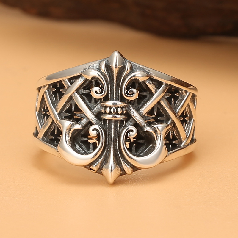 Chrome Hearts Ring - 빈티지 펑크 유럽 스타일 프랑스어 무늬