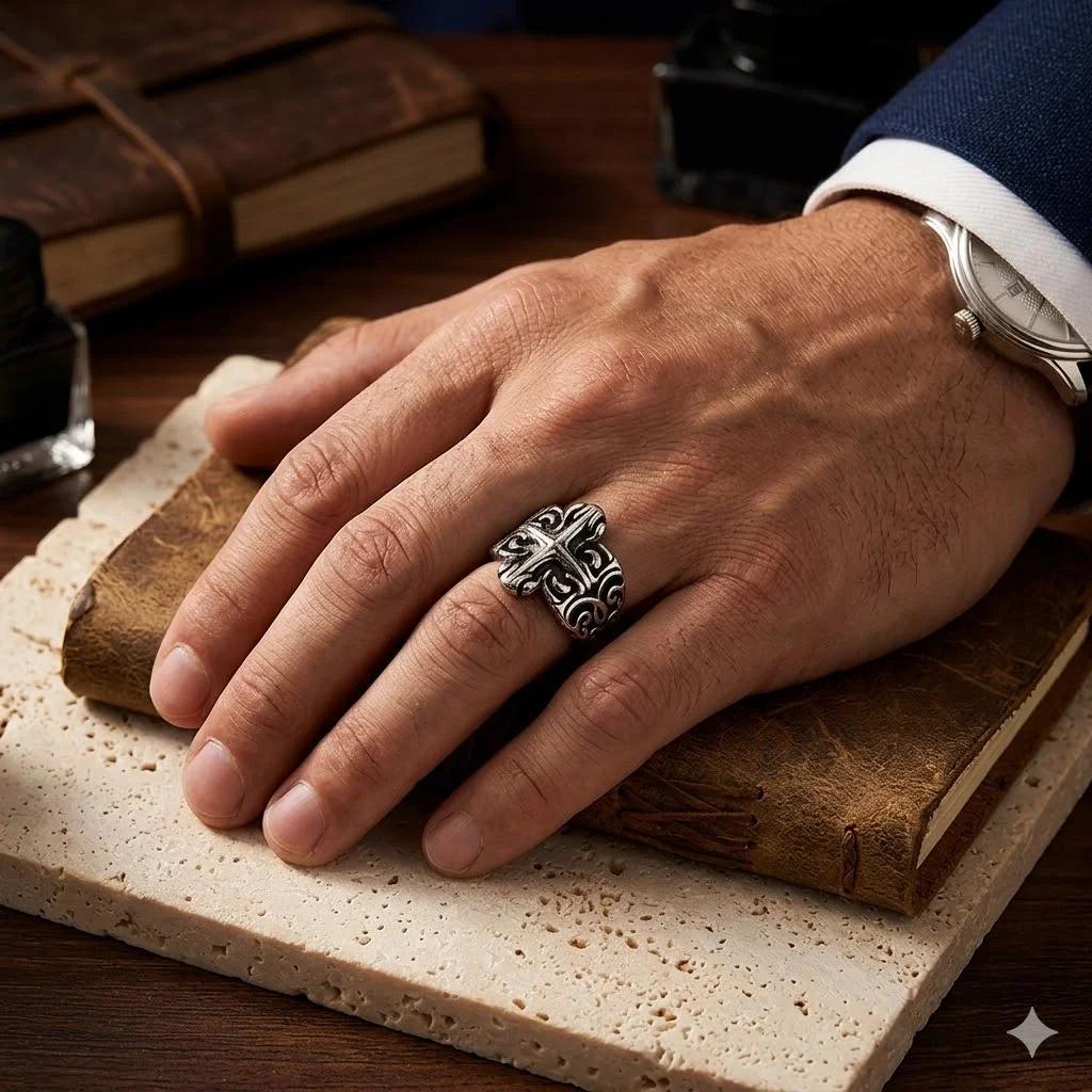 Chrome Hearts Ring - 빈티지 플뢰르 드 리스 스테인리스 스틸