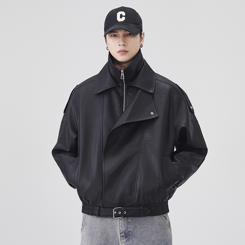 Streetwear Brand Vintage - 가을 겨울 가죽 자켓 남성 스트리트웨어