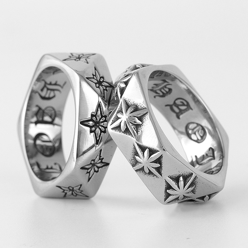 Chrome Hearts Ring - 폴라리스 스타 다각형 꽃 스테인레스 스틸