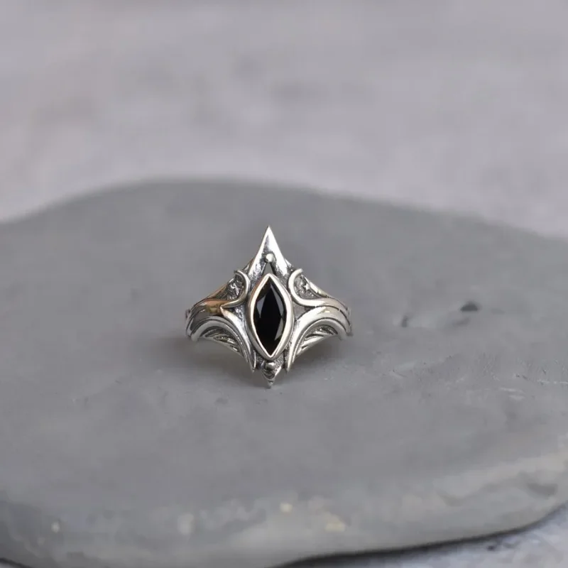 Chrome Hearts Ring - 빈티지 보헤미안 반지 Onxy 패션 여성의