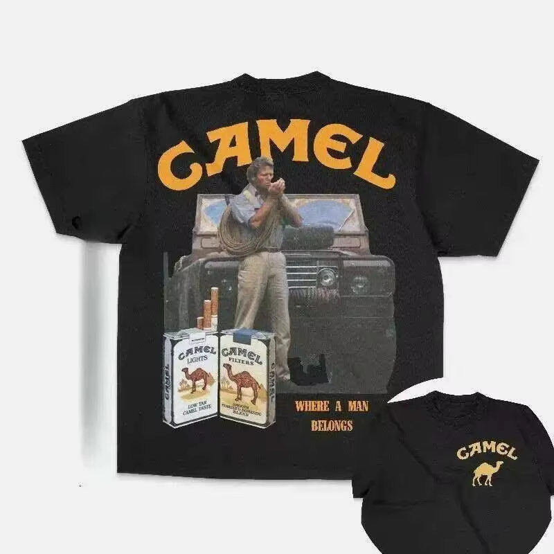 빈티지 레이싱 클래식 카멜 트렌디 브랜드 티셔츠 코튼  - Streetwear Brand Vintage 리뷰 및 가격