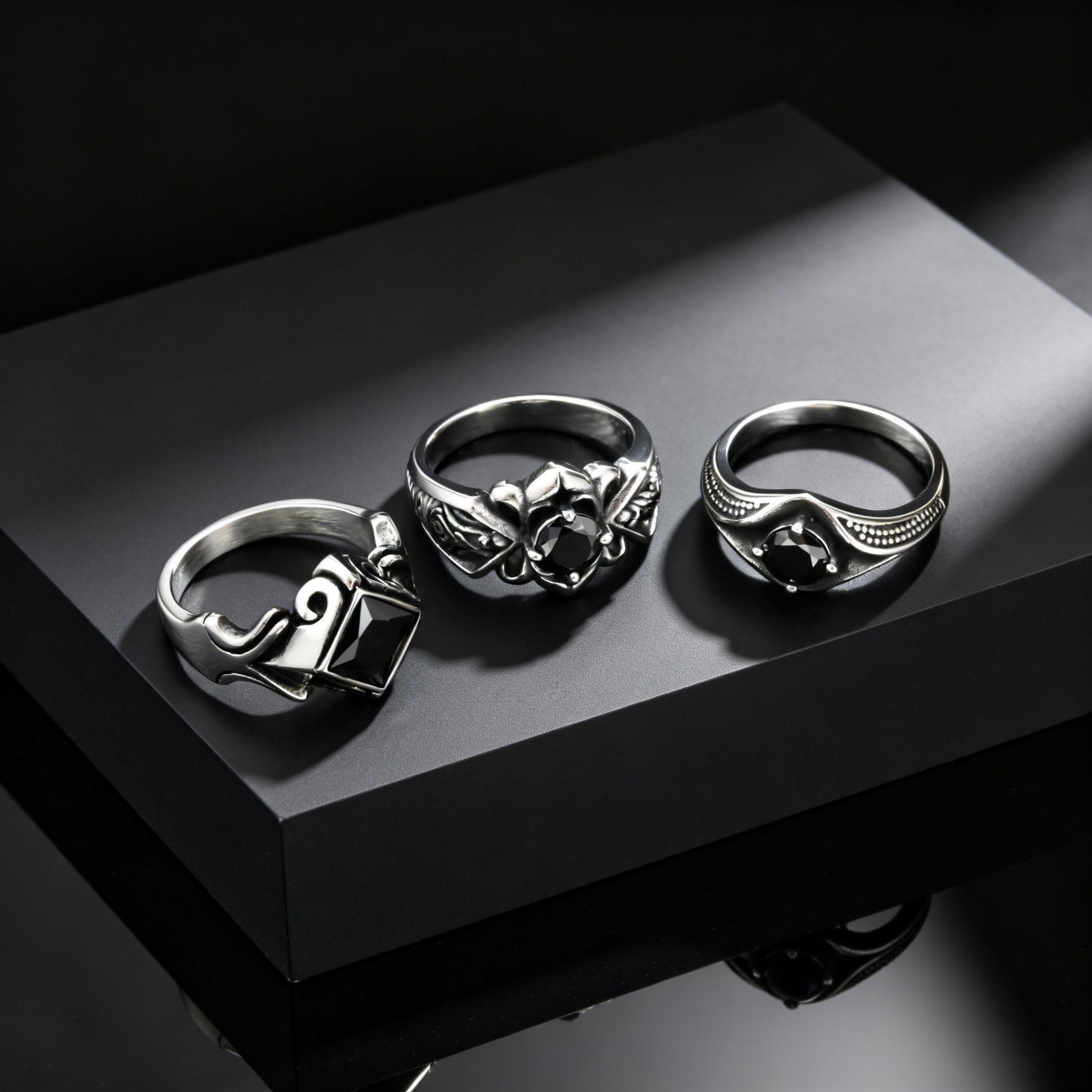 남성용 세련된 사각형 기하학적 블랙 지르콘 반지 스테인 - Chrome Hearts Ring 리뷰 및 가격