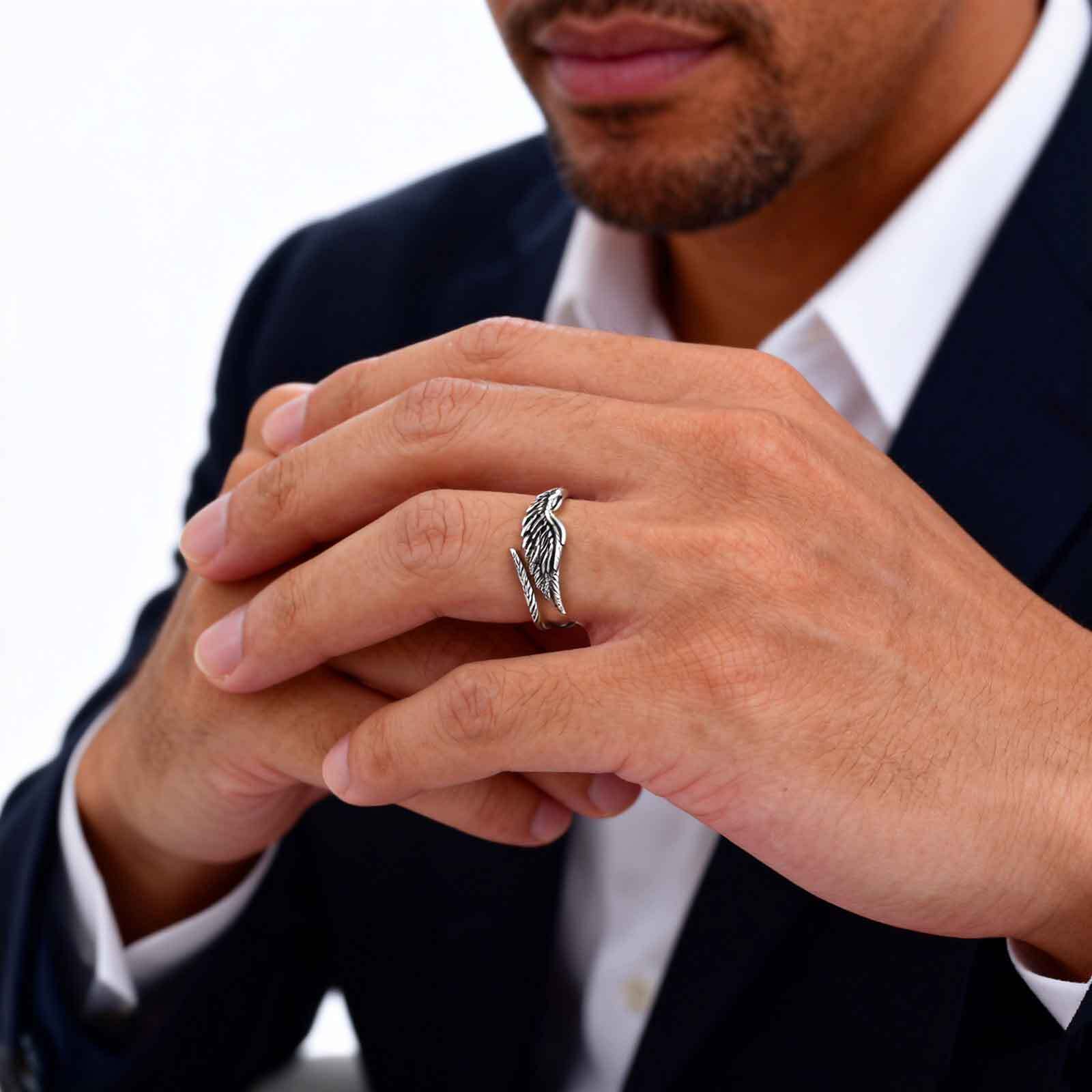 남성용 레트로 날개 반지, 고딕 악마 날개 조절 가능한 - Chrome Hearts Ring 리뷰 및 가격