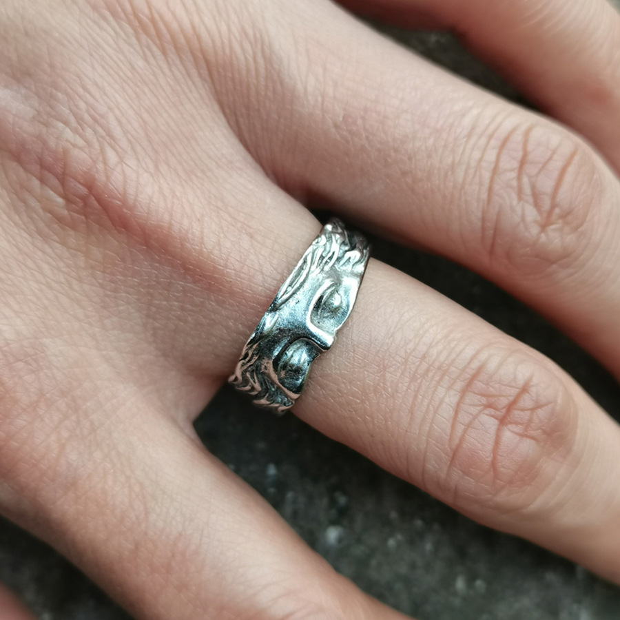 남자를위한 크리 에이 티브 금성 하프 마스크 반지 빈티 - Chrome Hearts Ring 리뷰 및 가격