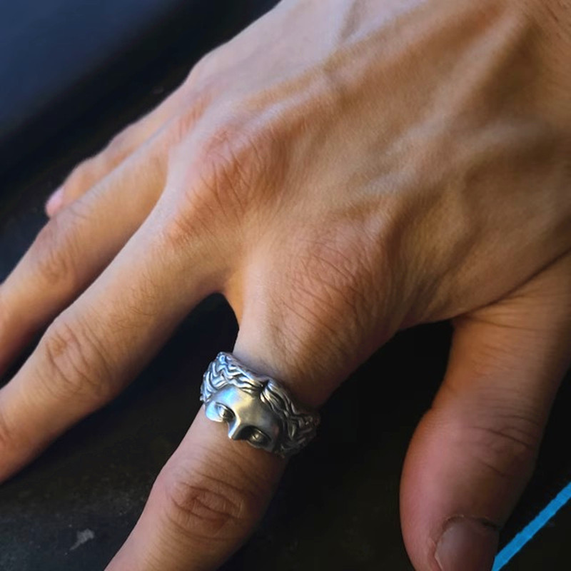 남자를위한 크리 에이 티브 금성 하프 마스크 반지 빈티 - Chrome Hearts Ring 리뷰 및 가격