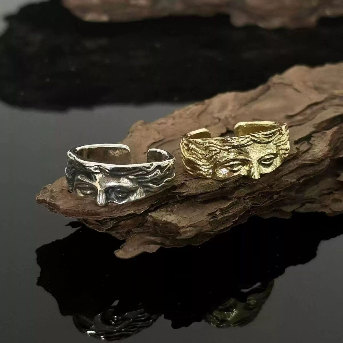 남자를위한 크리 에이 티브 금성 하프 마스크 반지 빈티 - Chrome Hearts Ring 리뷰 및 가격
