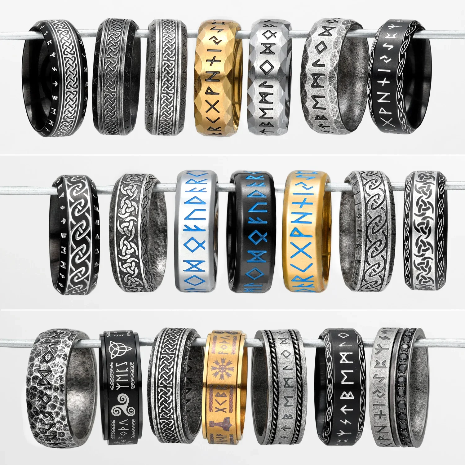 남성 여성을위한 멀티 스타일 북유럽 바이킹 룬 반지 간 - Chrome Hearts Ring 리뷰 및 가격