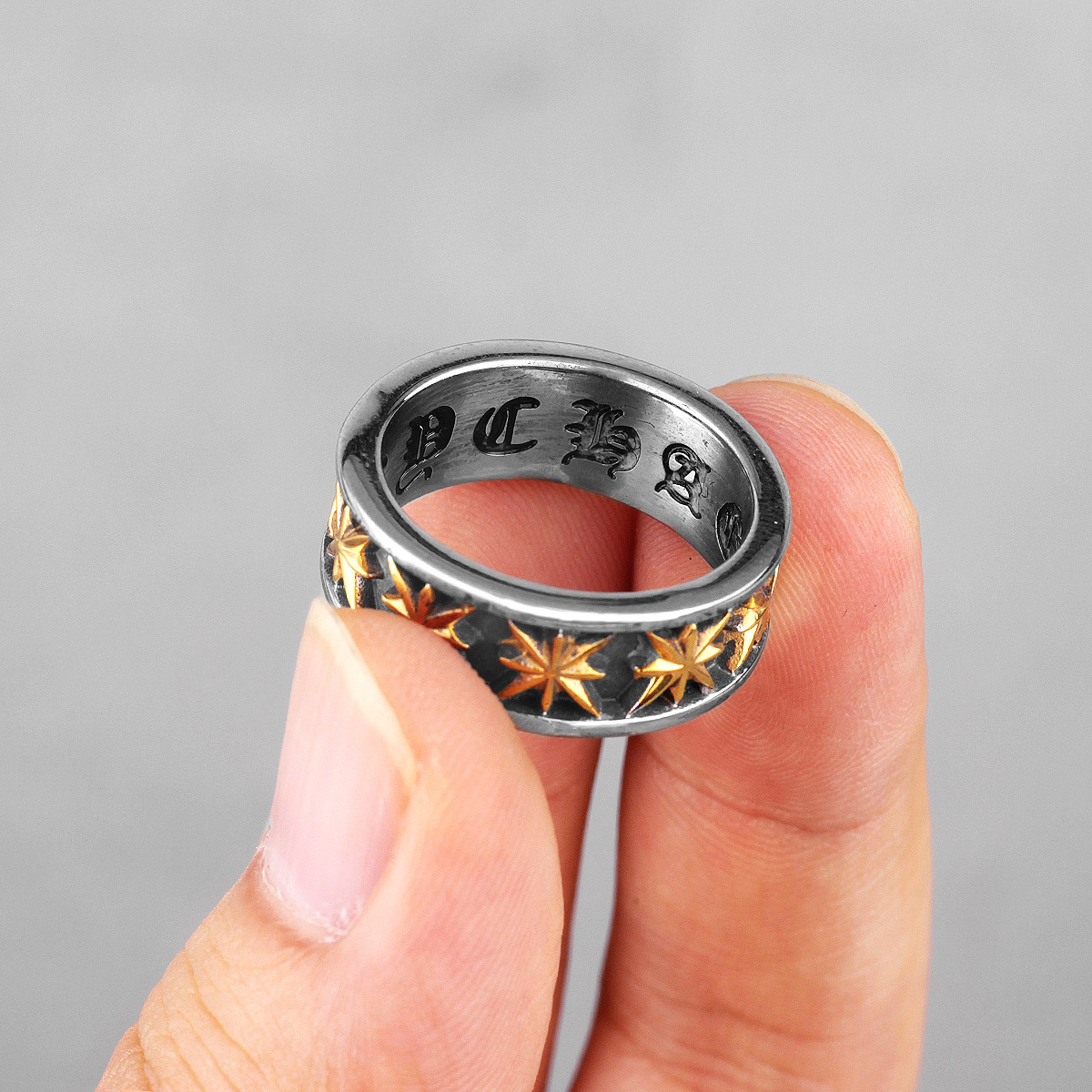 아니스 스타 메이플 리프 레트로 스테인레스 스틸 남성  - Chrome Hearts Ring 리뷰 및 가격