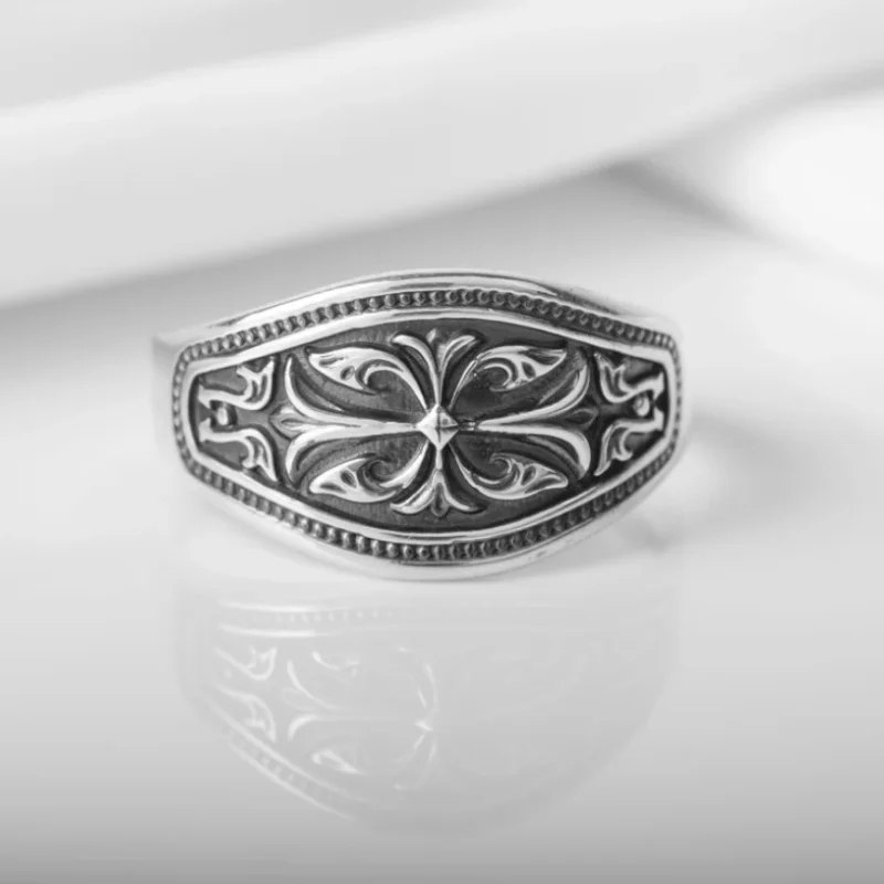 빈티지 펑크 웨이브 패턴 크로스 남성과 여성 반지 맞춤 - Chrome Hearts Ring 리뷰 및 가격