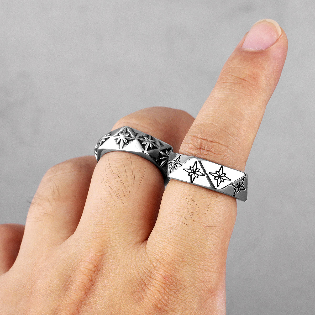 폴라리스 스타 다각형 꽃 스테인레스 스틸 망 반지 남성 - Chrome Hearts Ring 리뷰 및 가격