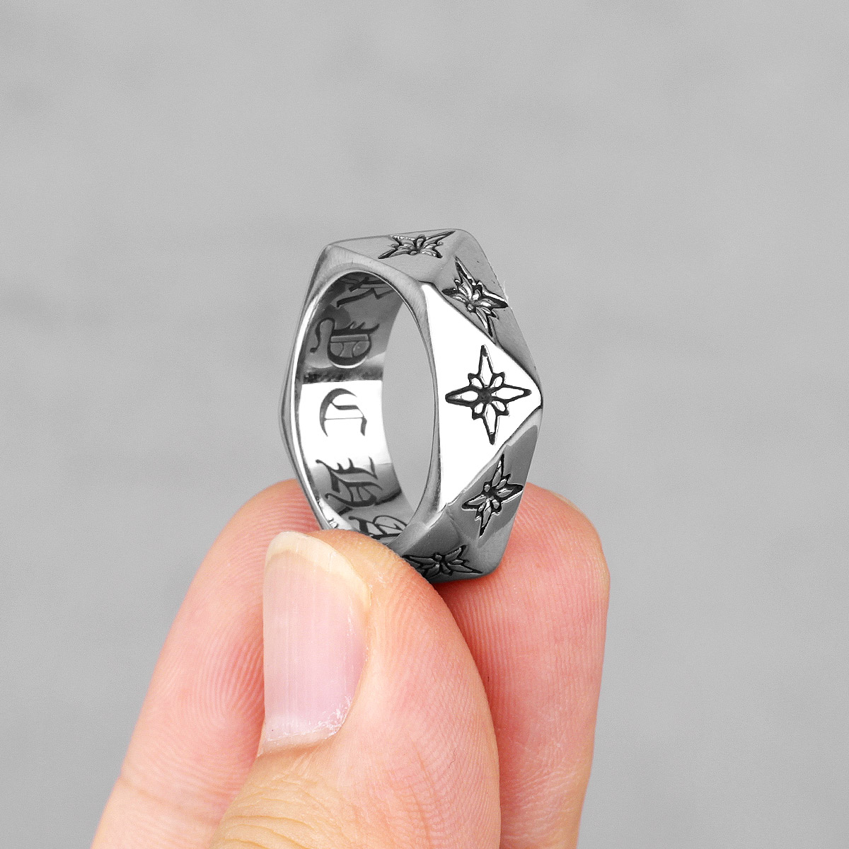 폴라리스 스타 다각형 꽃 스테인레스 스틸 망 반지 남성 - Chrome Hearts Ring 리뷰 및 가격