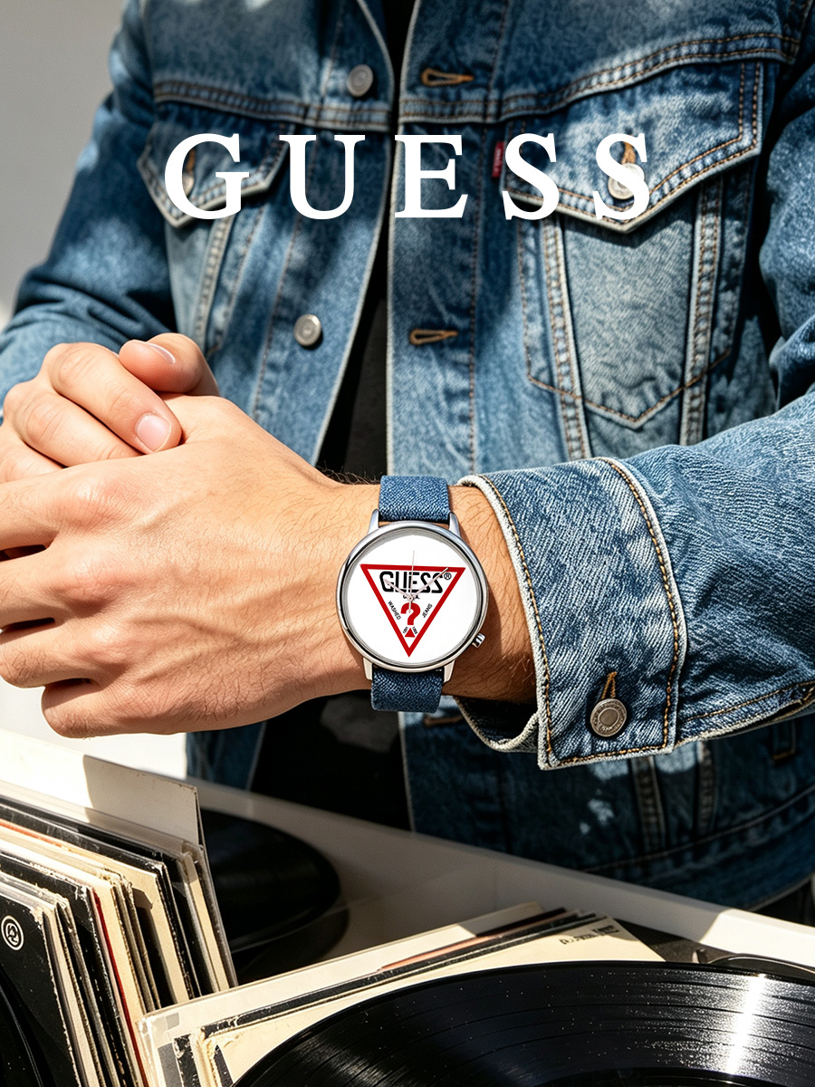 게스 유니섹스 시계 블루 데님 스트랩 실버 톤 아날로그 - Streetwear Brand Accessories 리뷰 및 가격
